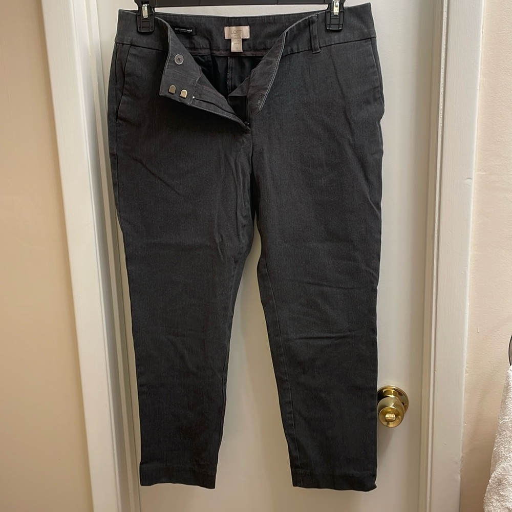 Loft Dark Gray Curvy Skinny Ankle Pants